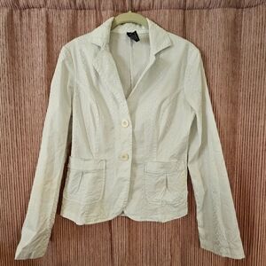 Chic Aziz White Jacket with Elegant Embroidery - Small